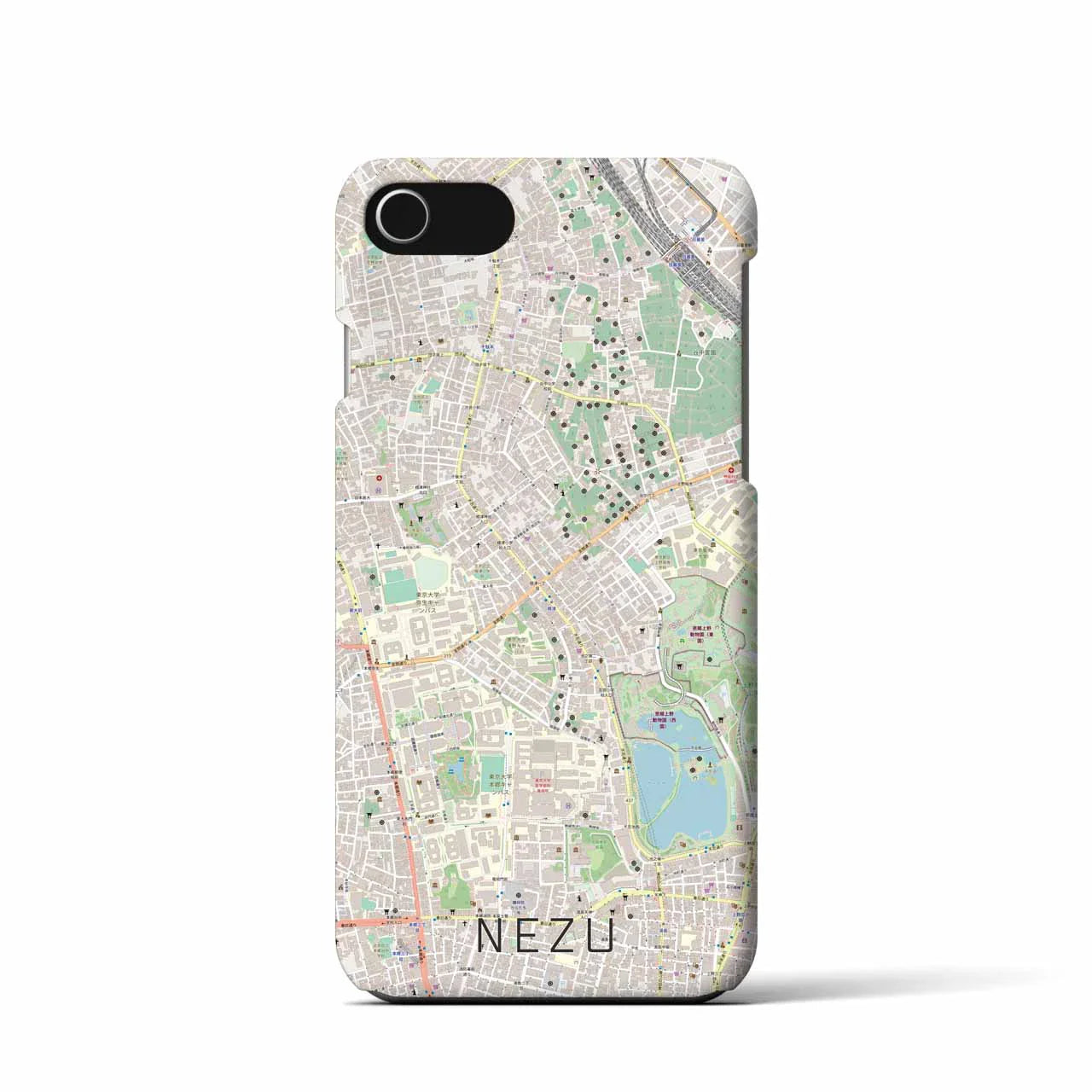 【根津(東京都)】地図柄iPhoneケース(バックカバータイプ)