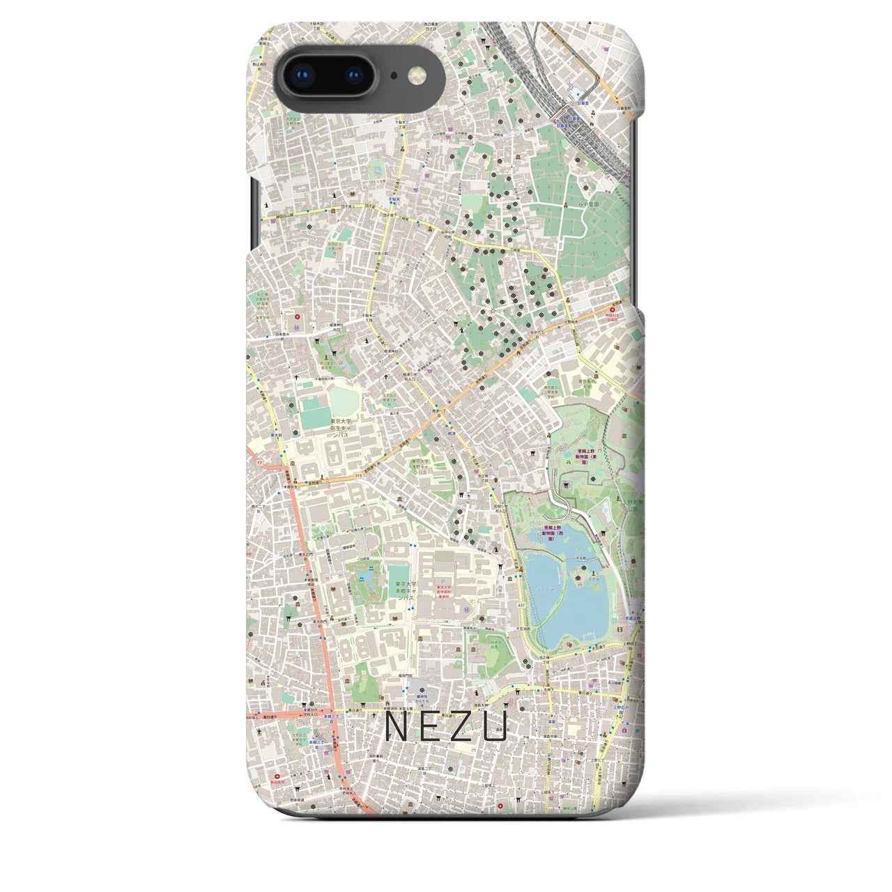 【根津(東京都)】地図柄iPhoneケース(バックカバータイプ)