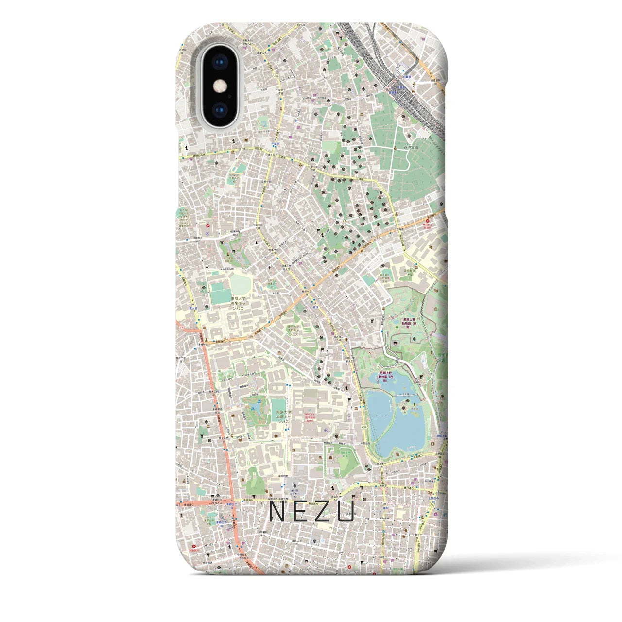 【根津(東京都)】地図柄iPhoneケース(バックカバータイプ)