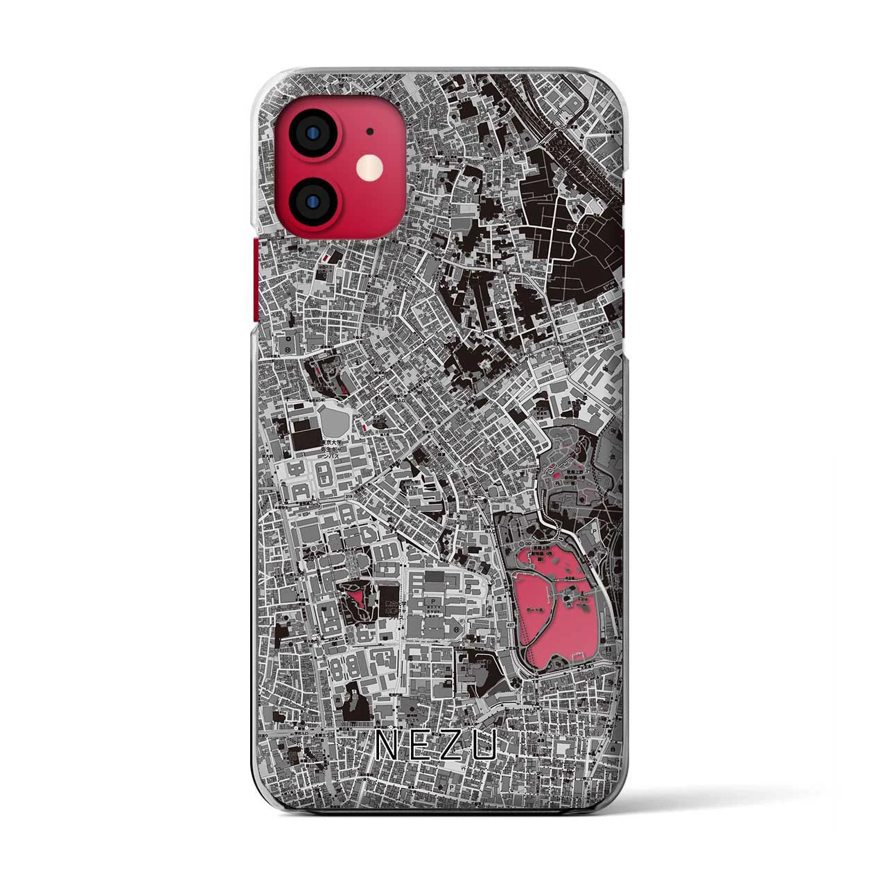 【根津(東京都)】地図柄iPhoneケース(クリアタイプ)
