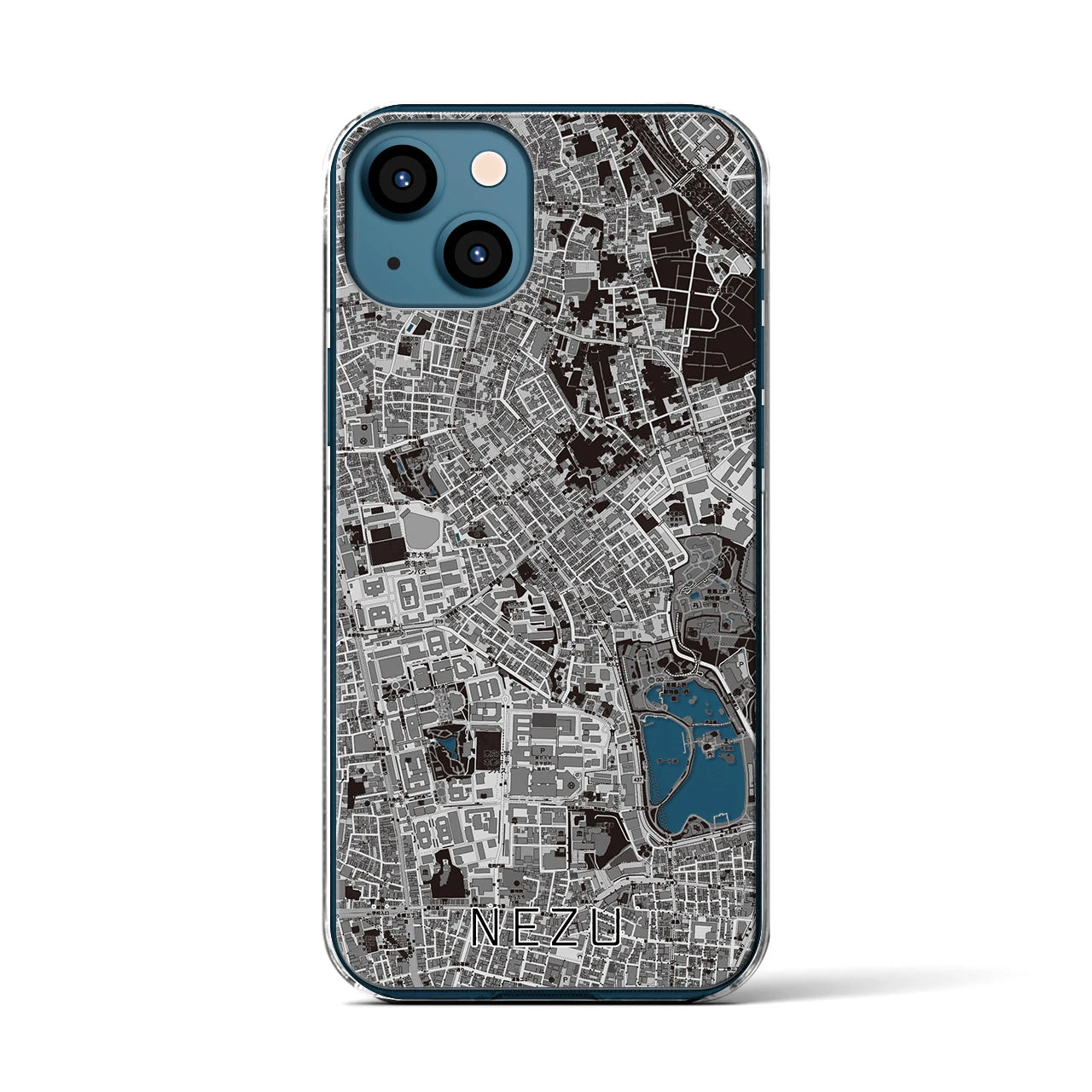 【根津(東京都)】地図柄iPhoneケース(クリアタイプ)