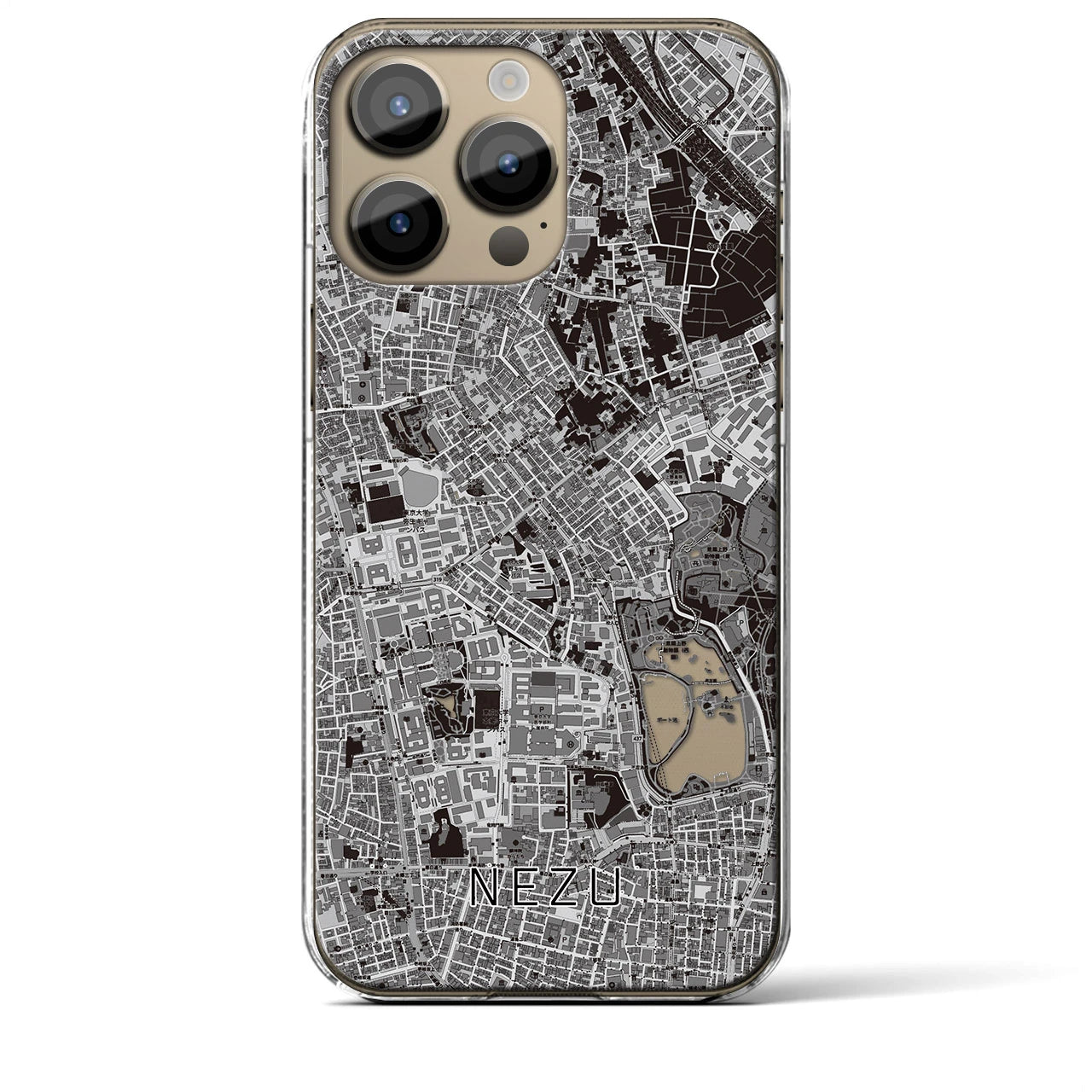 【根津(東京都)】地図柄iPhoneケース(クリアタイプ)