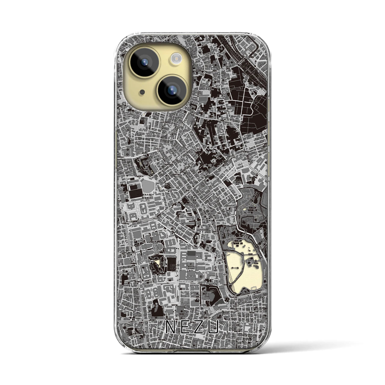 【根津(東京都)】地図柄iPhoneケース(クリアタイプ)