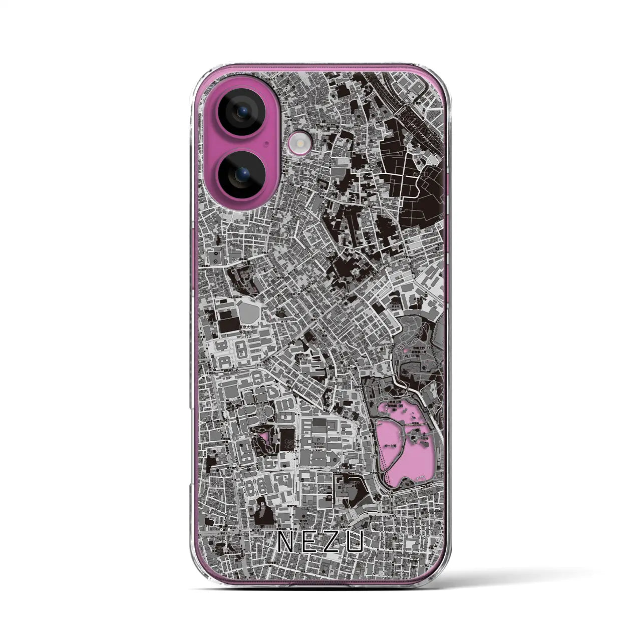【根津(東京都)】地図柄iPhoneケース(クリアタイプ)