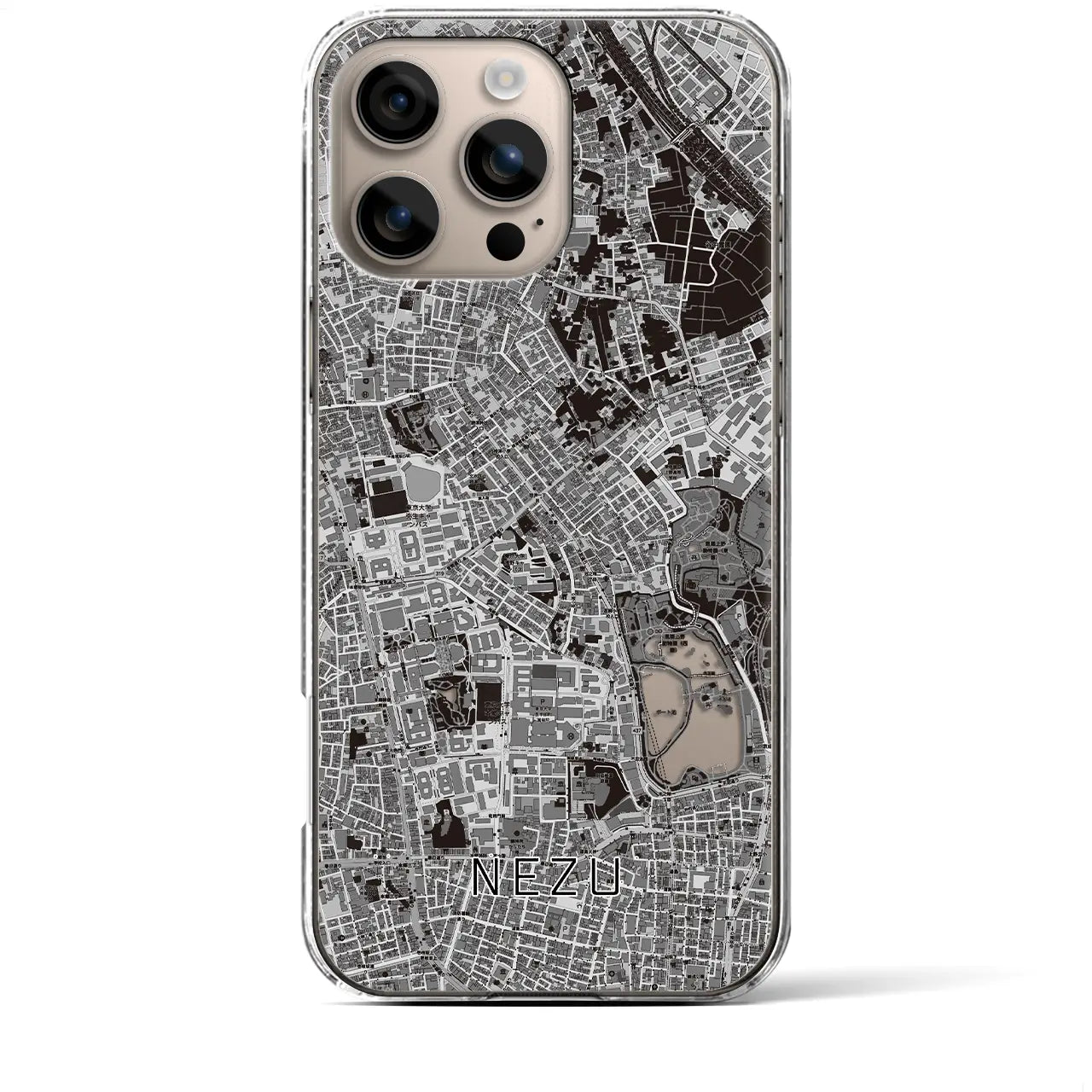 【根津(東京都)】地図柄iPhoneケース(クリアタイプ)