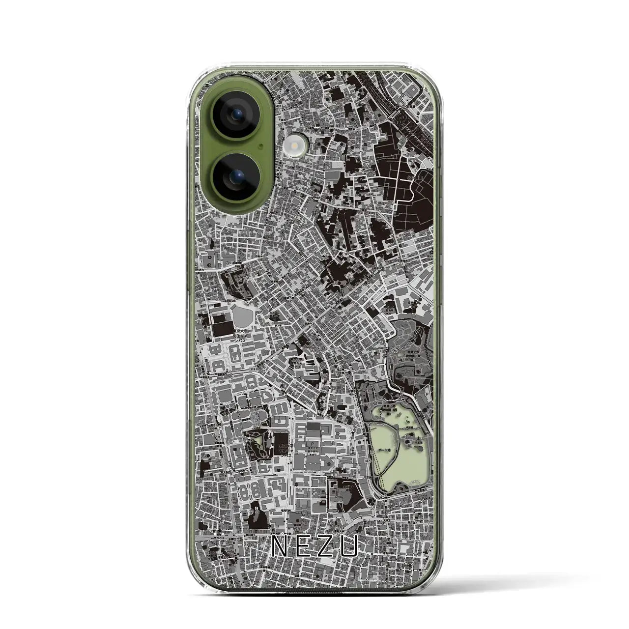 【根津(東京都)】地図柄iPhoneケース(クリアタイプ)モノトーン・iPhone 17 Pro Max 用