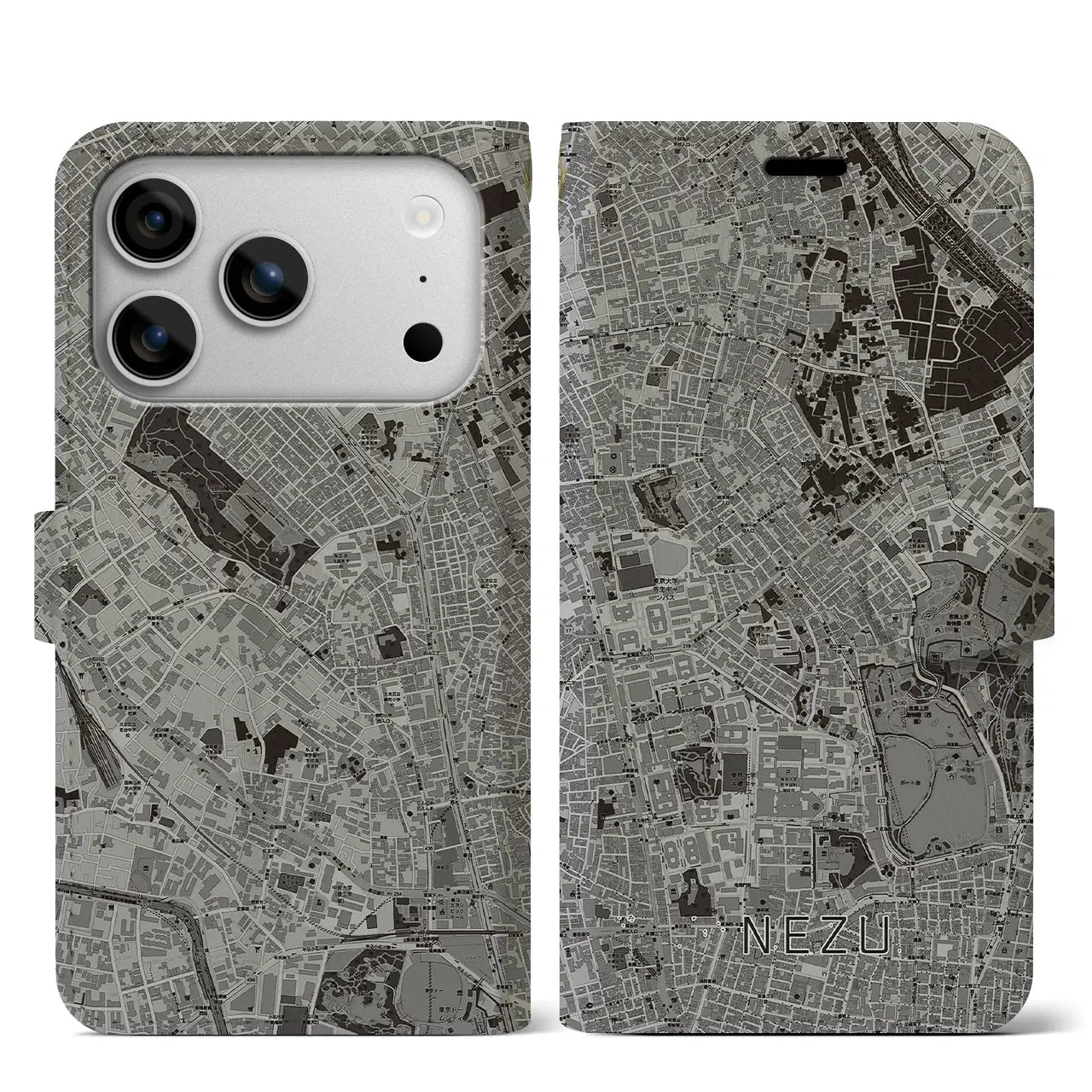 【根津(東京都)】地図柄iPhoneケース(手帳タイプ)