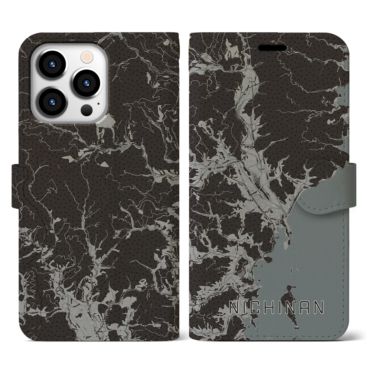 【日南(宮崎県)】地図柄iPhoneケース(手帳タイプ)