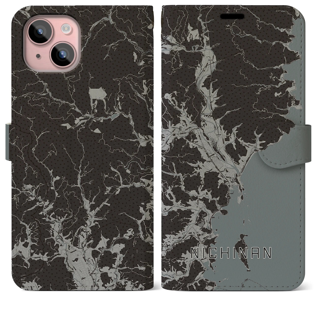 【日南(宮崎県)】地図柄iPhoneケース(手帳タイプ)