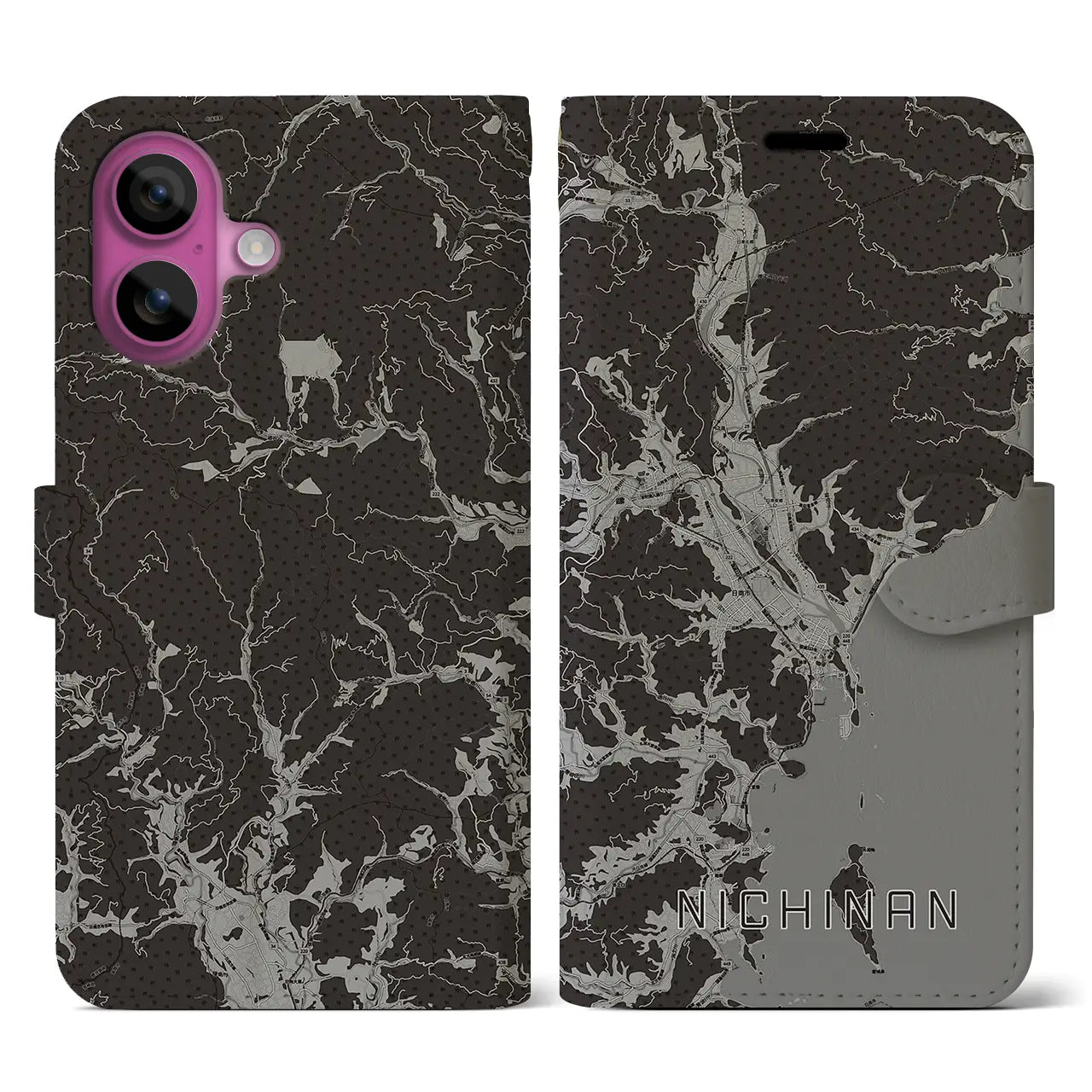 【日南(宮崎県)】地図柄iPhoneケース(手帳タイプ)