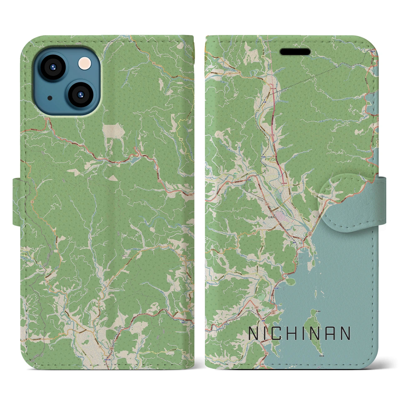 【日南(宮崎県)】地図柄iPhoneケース(手帳タイプ)