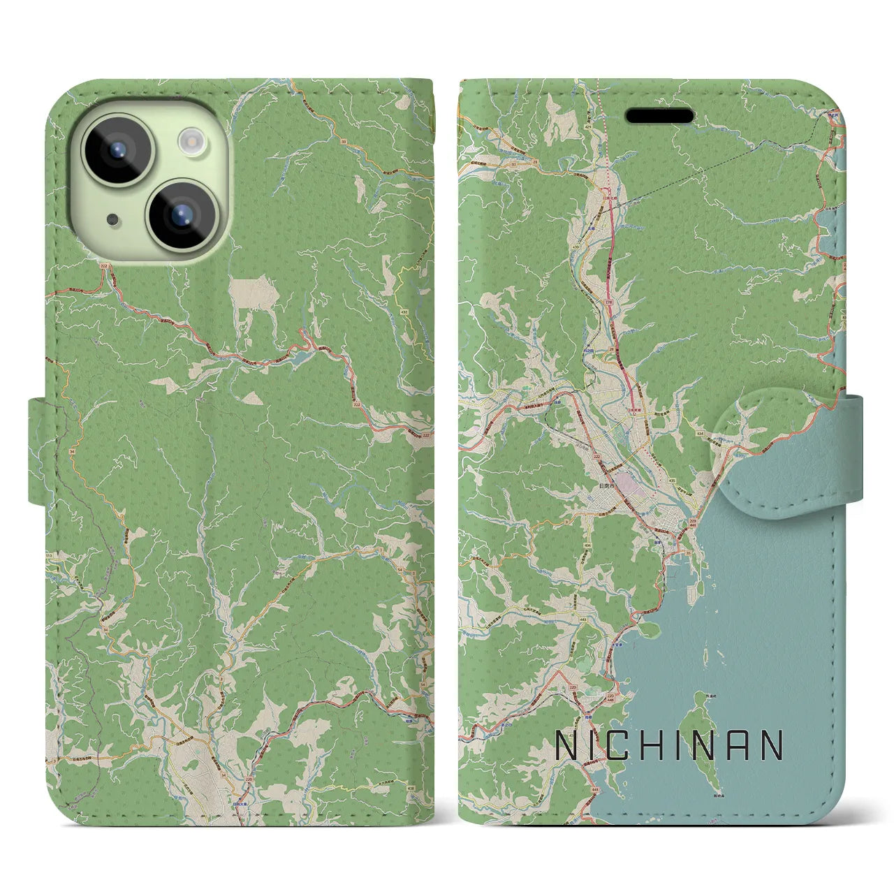 【日南(宮崎県)】地図柄iPhoneケース(手帳タイプ)