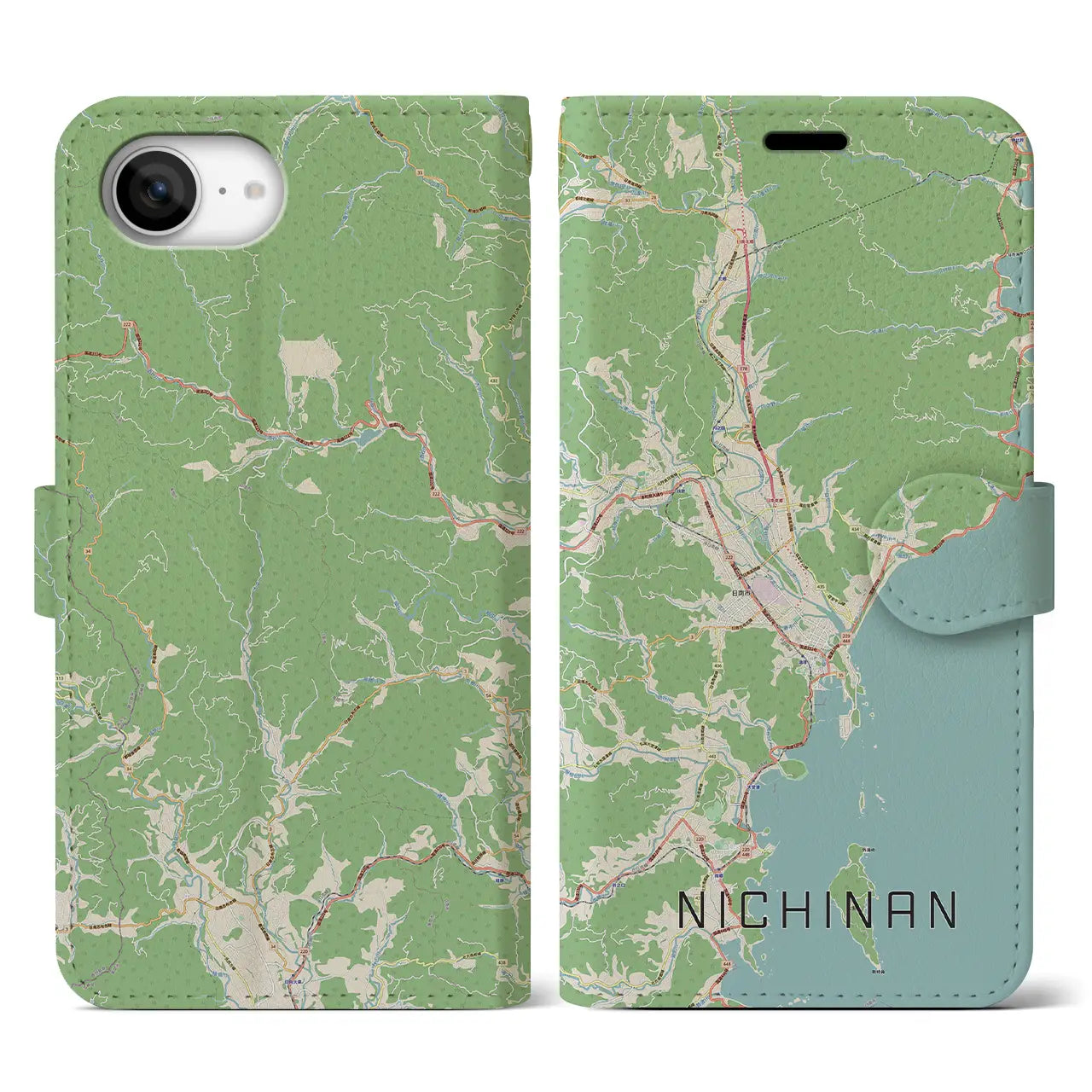 【日南(宮崎県)】地図柄iPhoneケース(手帳タイプ)