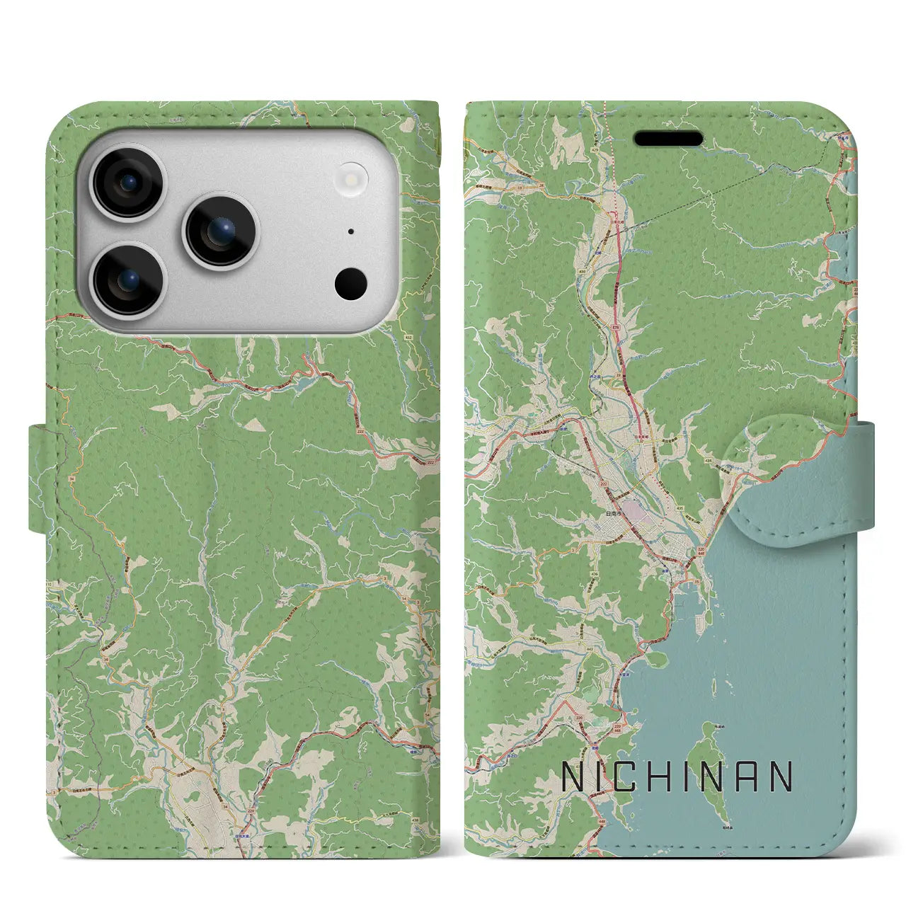 【日南(宮崎県)】地図柄iPhoneケース(手帳タイプ)