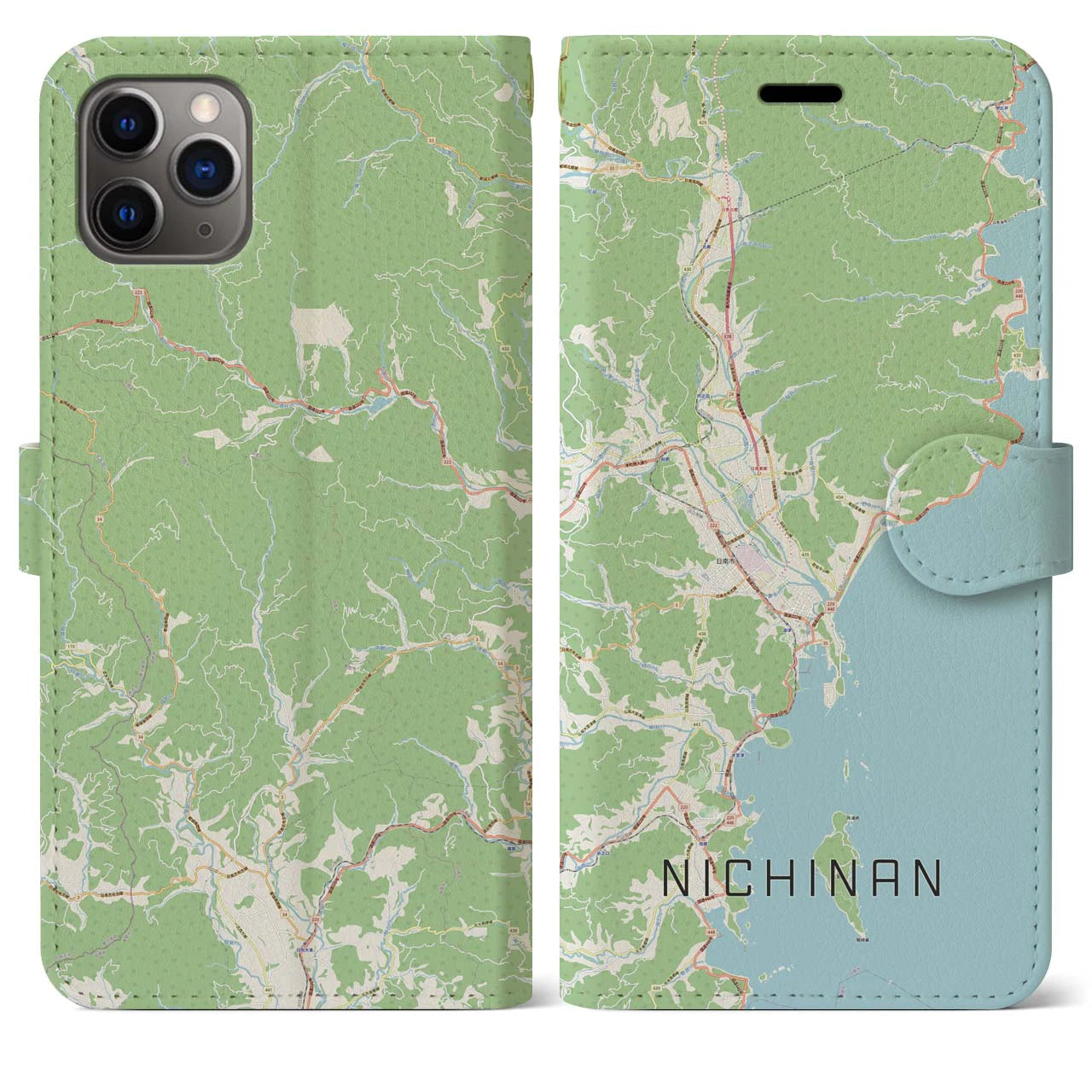 【日南(宮崎県)】地図柄iPhoneケース(手帳タイプ)