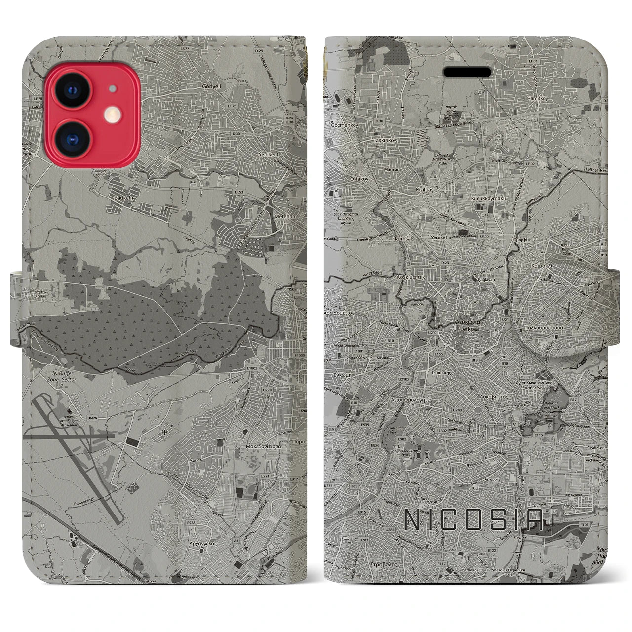 【ニコシア(キプロス)】地図柄iPhoneケース(手帳タイプ)