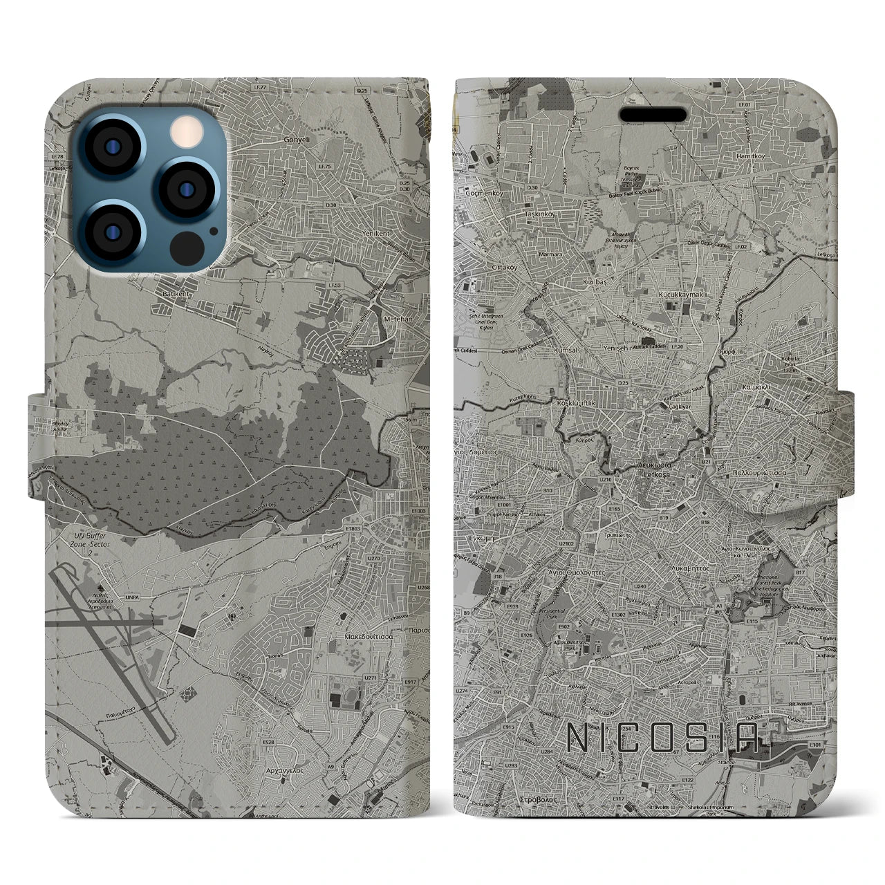 【ニコシア(キプロス)】地図柄iPhoneケース(手帳タイプ)
