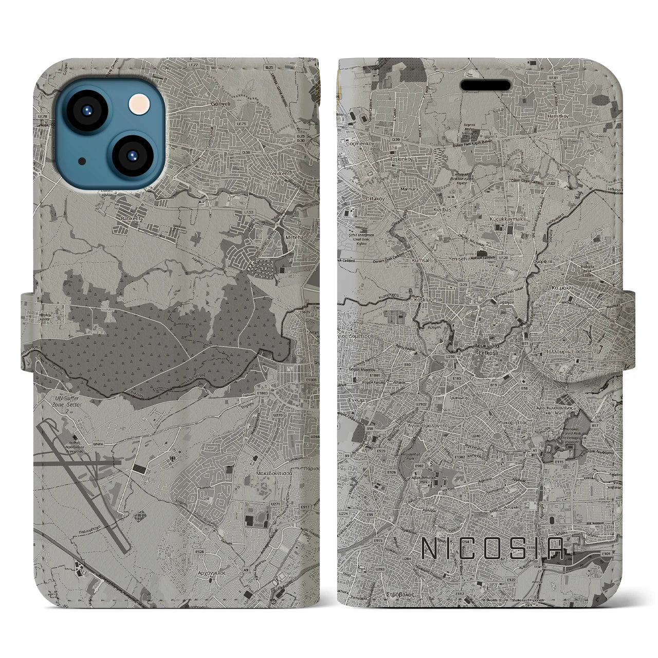 【ニコシア(キプロス)】地図柄iPhoneケース(手帳タイプ)