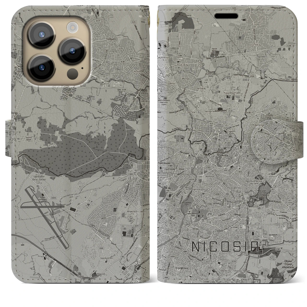 【ニコシア(キプロス)】地図柄iPhoneケース(手帳タイプ)