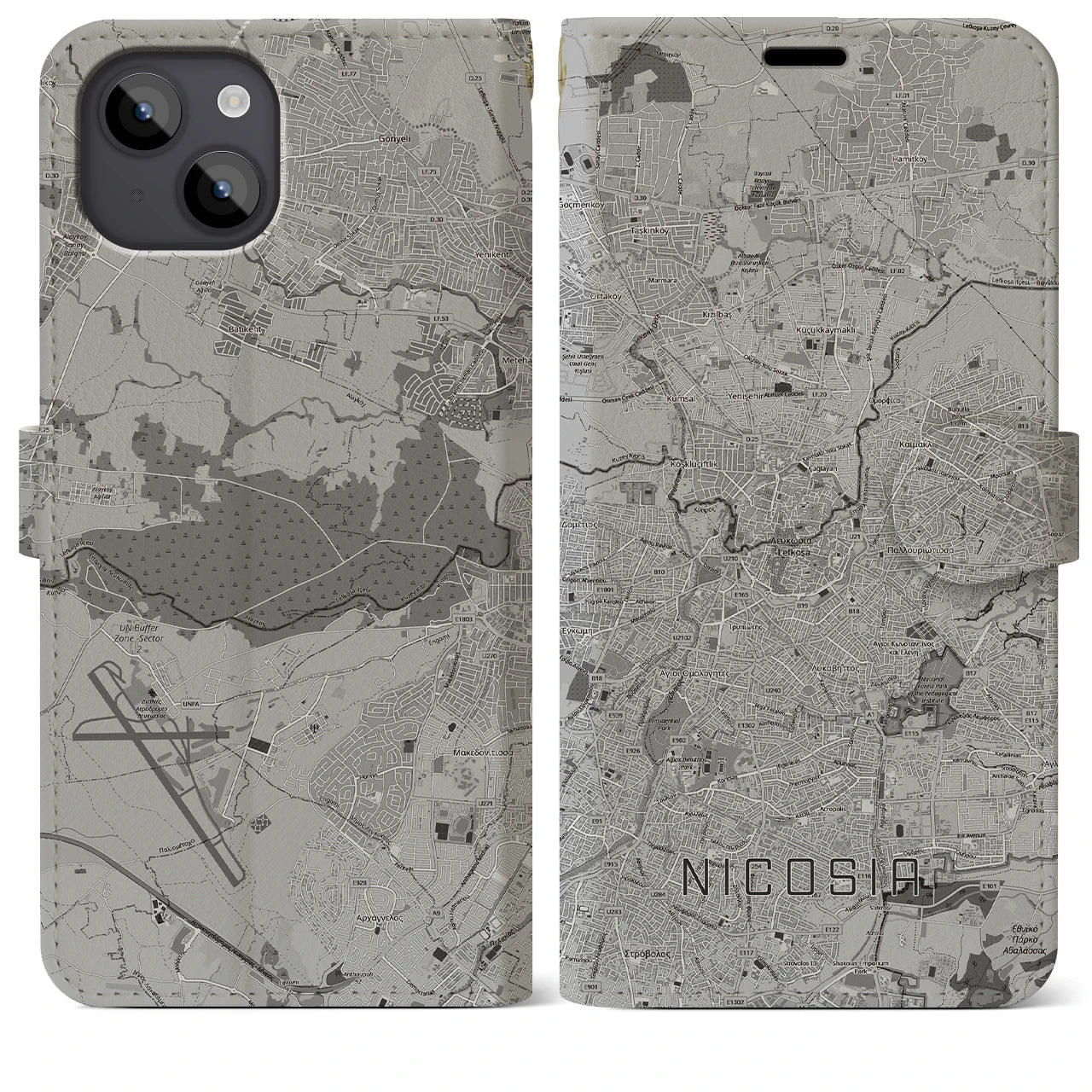 【ニコシア(キプロス)】地図柄iPhoneケース(手帳タイプ)