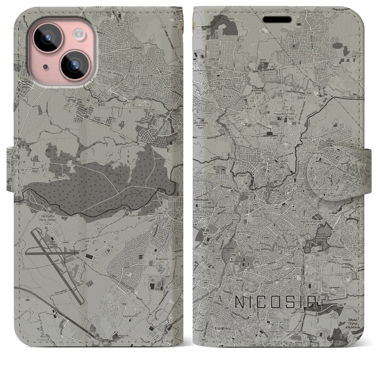 【ニコシア(キプロス)】地図柄iPhoneケース(手帳タイプ)