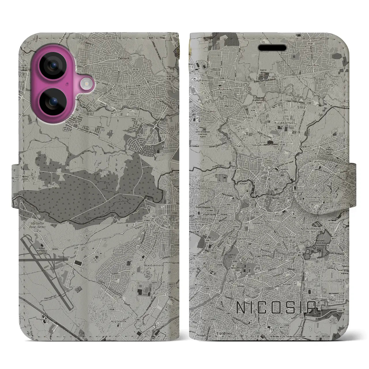 【ニコシア(キプロス)】地図柄iPhoneケース(手帳タイプ)