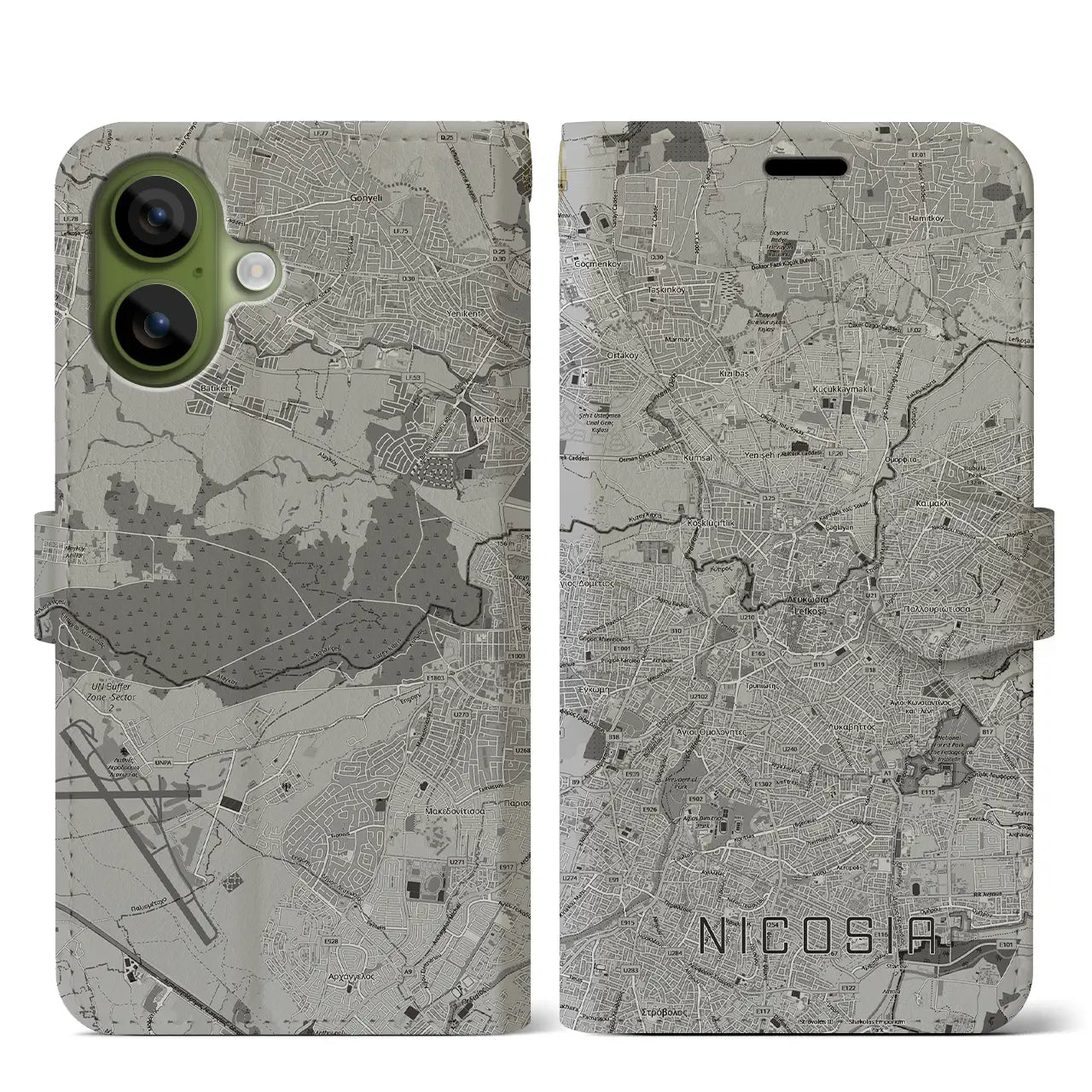 【ニコシア(キプロス)】地図柄iPhoneケース(手帳タイプ)