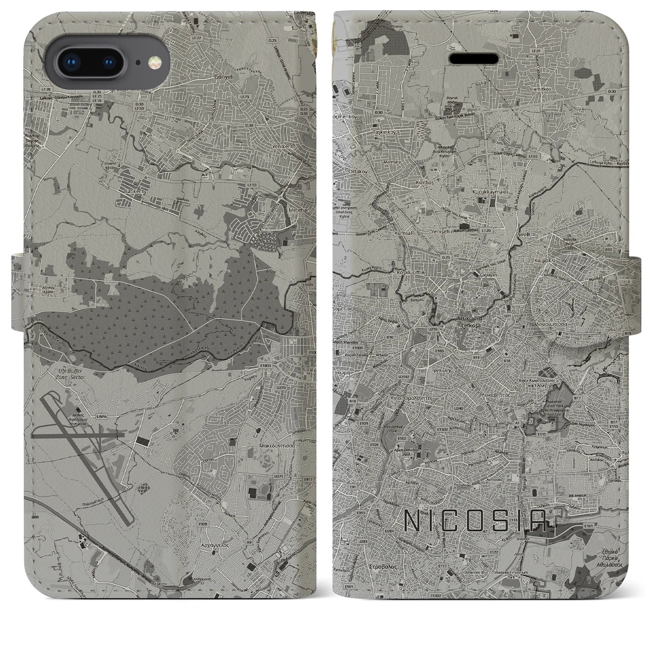 【ニコシア(キプロス)】地図柄iPhoneケース(手帳タイプ)