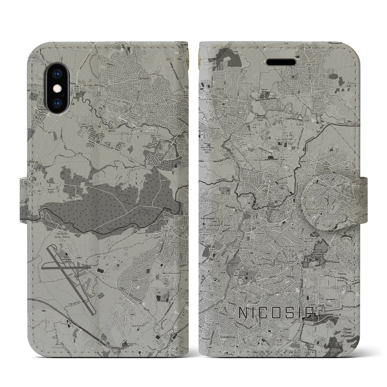 【ニコシア(キプロス)】地図柄iPhoneケース(手帳タイプ)