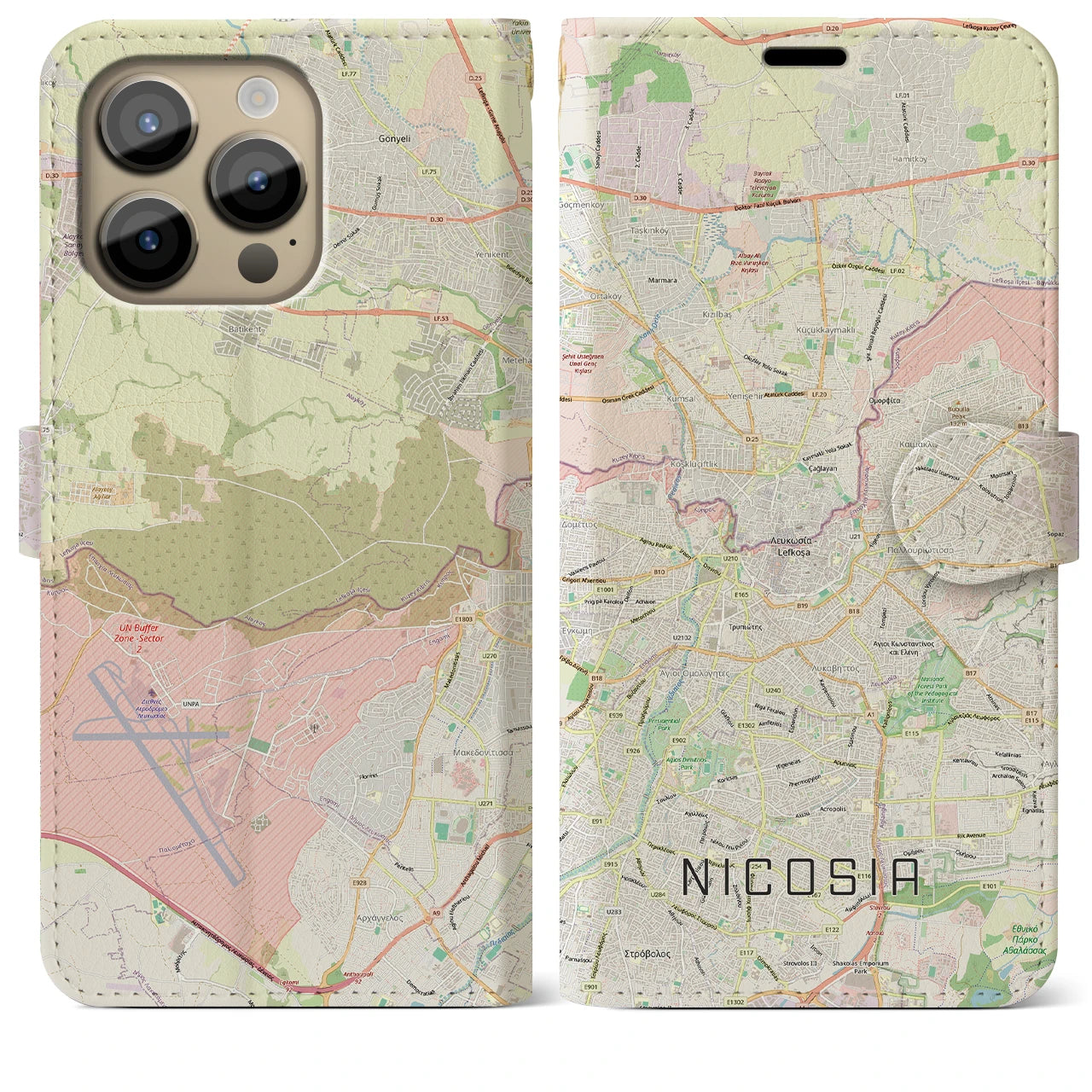【ニコシア(キプロス)】地図柄iPhoneケース(手帳タイプ)