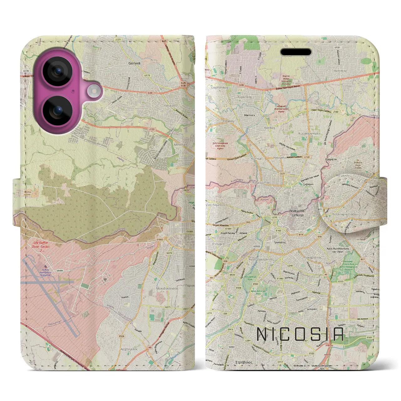 【ニコシア(キプロス)】地図柄iPhoneケース(手帳タイプ)