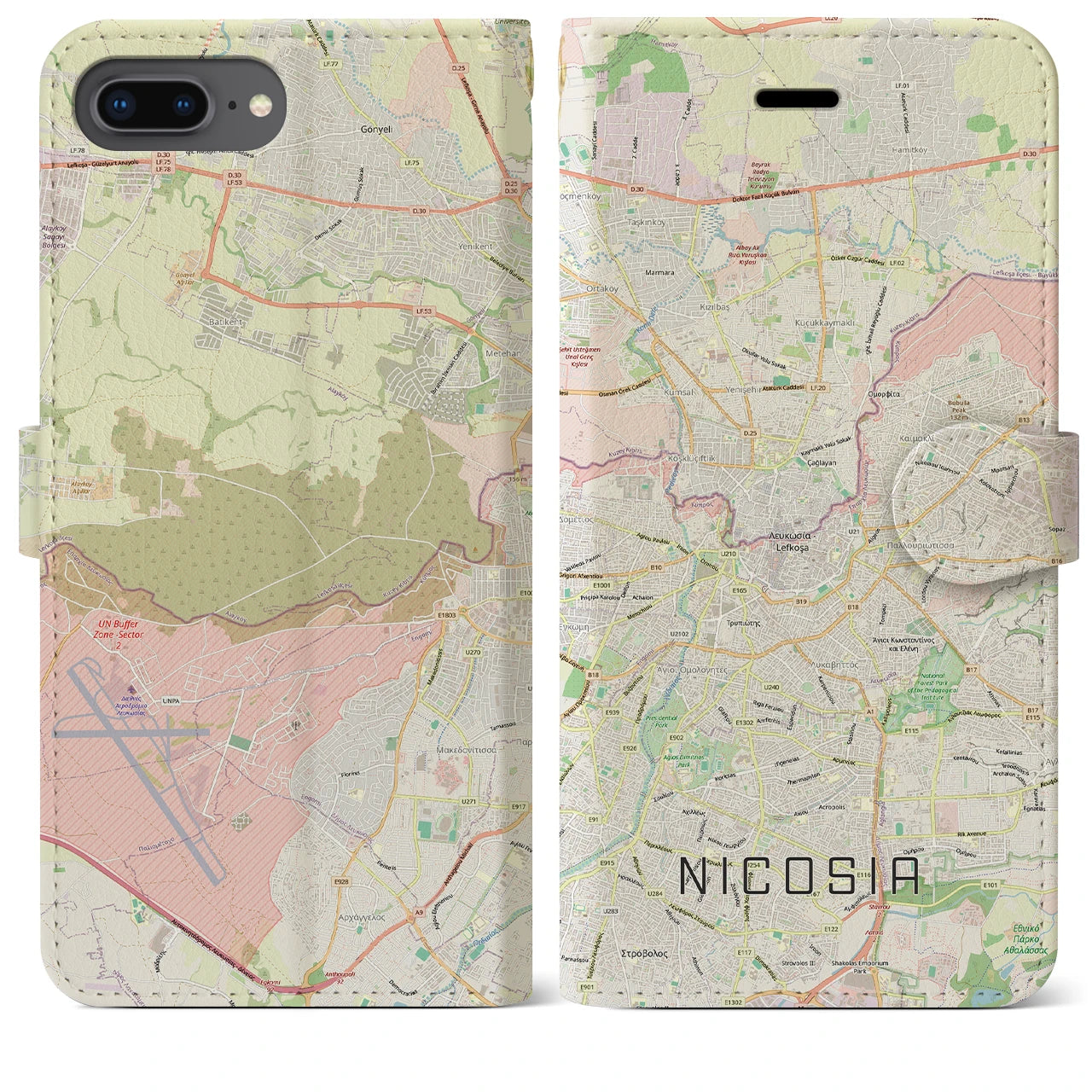 【ニコシア(キプロス)】地図柄iPhoneケース(手帳タイプ)