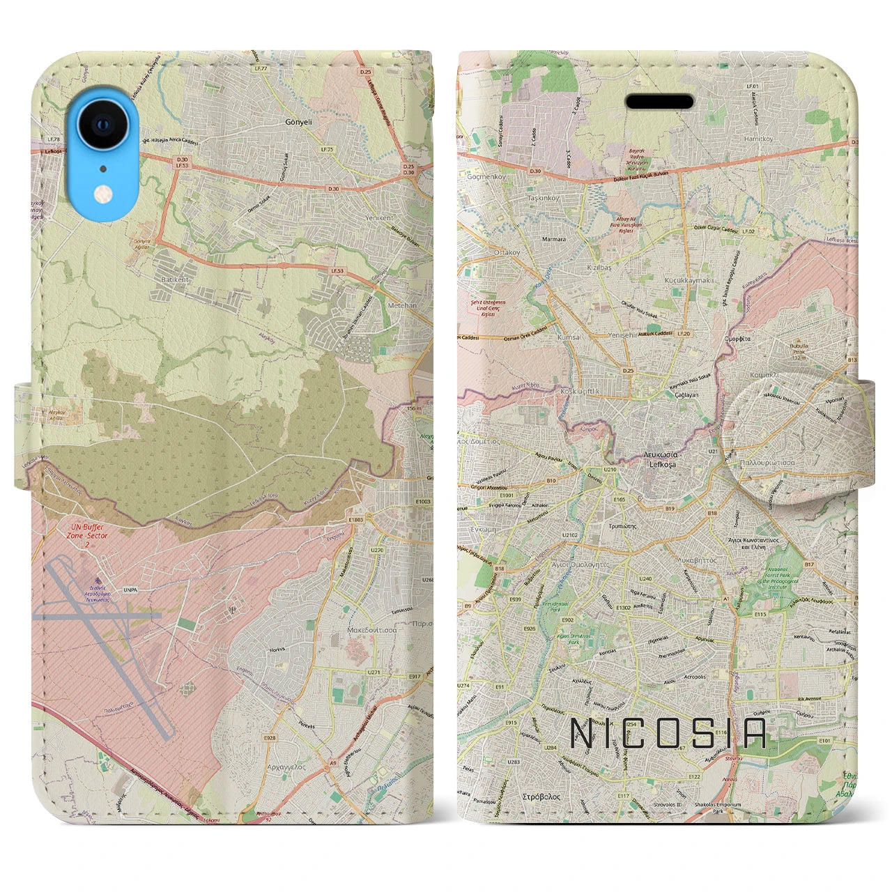 【ニコシア(キプロス)】地図柄iPhoneケース(手帳タイプ)