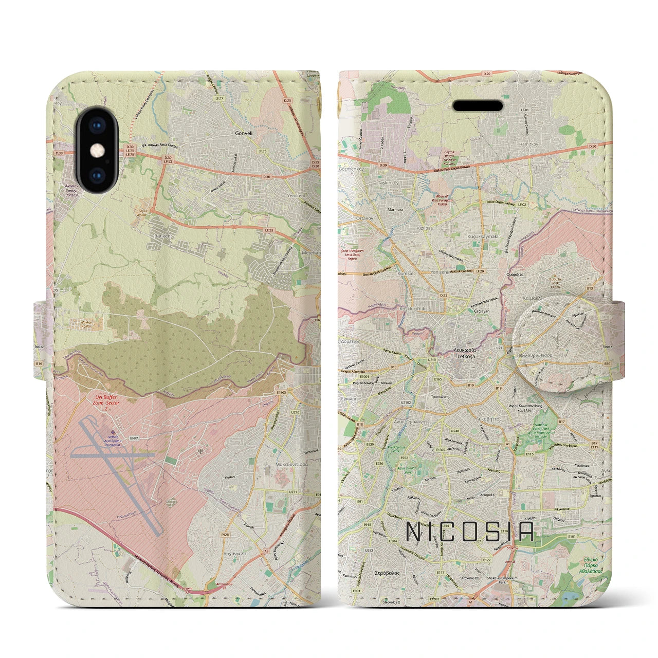 【ニコシア(キプロス)】地図柄iPhoneケース(手帳タイプ)