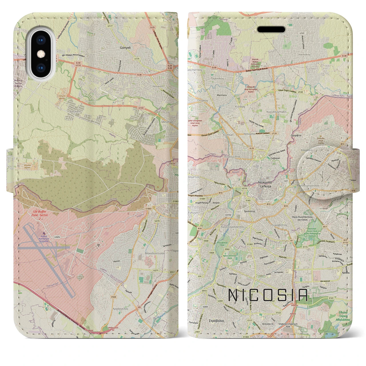 【ニコシア(キプロス)】地図柄iPhoneケース(手帳タイプ)