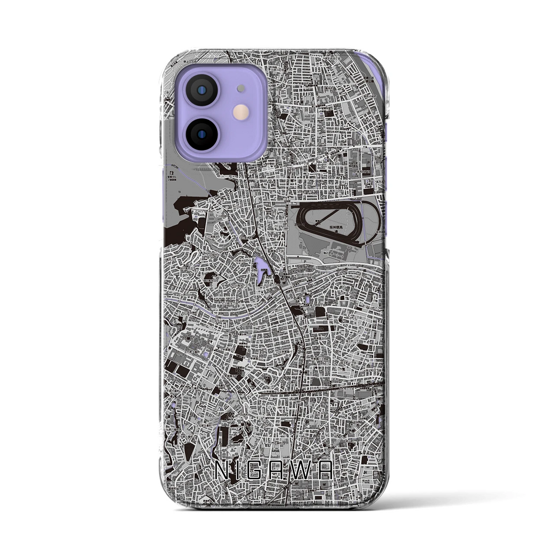 【仁川(兵庫県)】地図柄iPhoneケース(クリアタイプ)モノトーン・iPhone 12 / 12 Pro 用