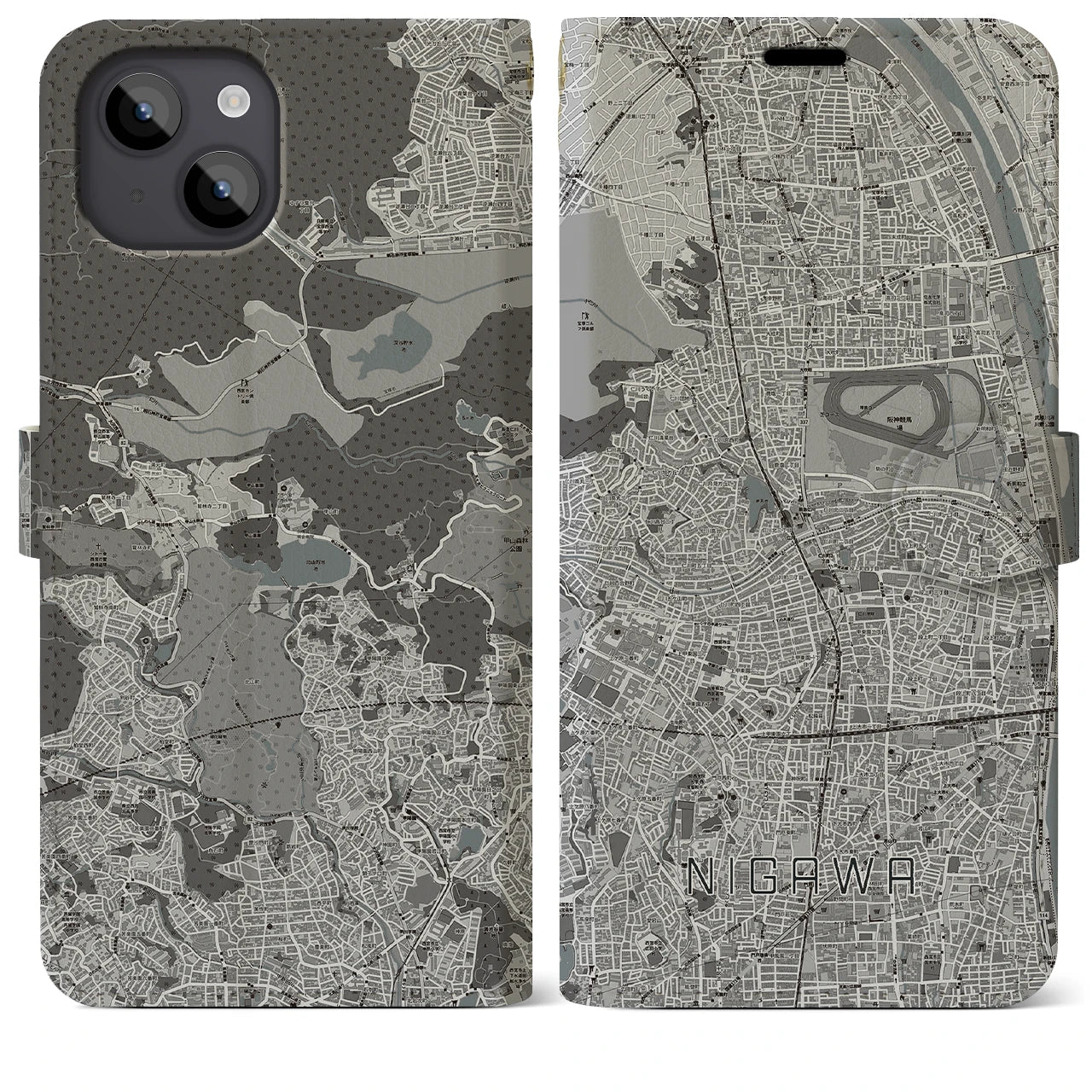 【仁川(兵庫県)】地図柄iPhoneケース(手帳タイプ)