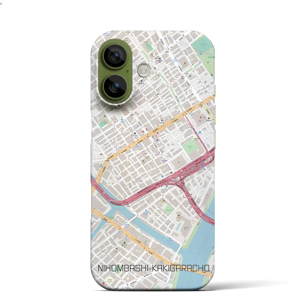 【日本橋蛎殻町(東京都)】地図柄iPhoneケース(バックカバータイプ)ブラック・iPhone 17 Pro Max 用