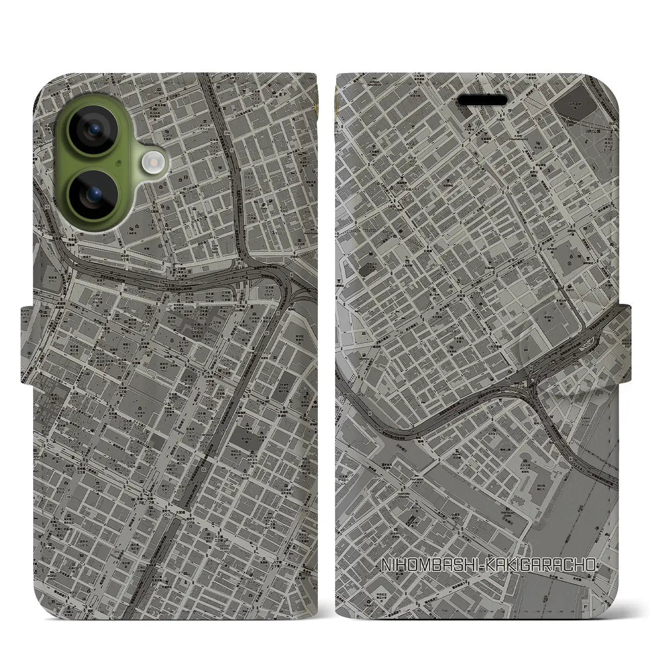 【日本橋蛎殻町(東京都)】地図柄iPhoneケース(手帳タイプ)