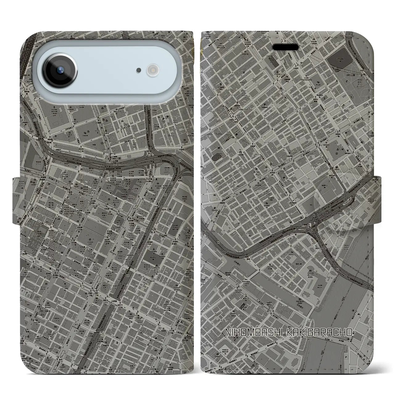 【日本橋蛎殻町(東京都)】地図柄iPhoneケース(手帳タイプ)