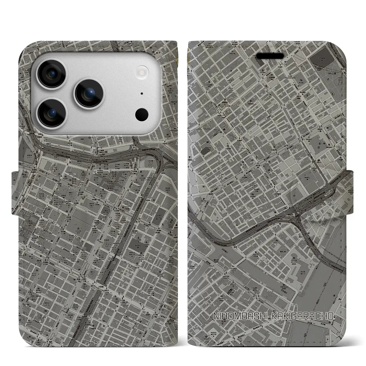 【日本橋蛎殻町(東京都)】地図柄iPhoneケース(手帳タイプ)