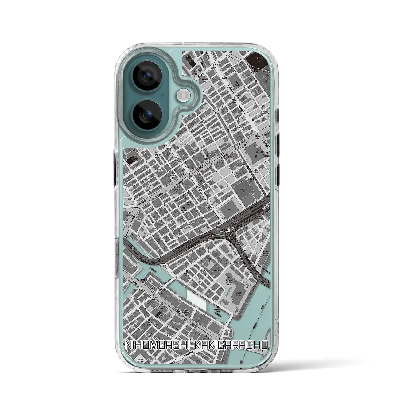【日本橋蛎殻町(東京都)】地図柄iPhoneケース(MagSafeタイプ)モノトーン・iPhone 16 Pro 用