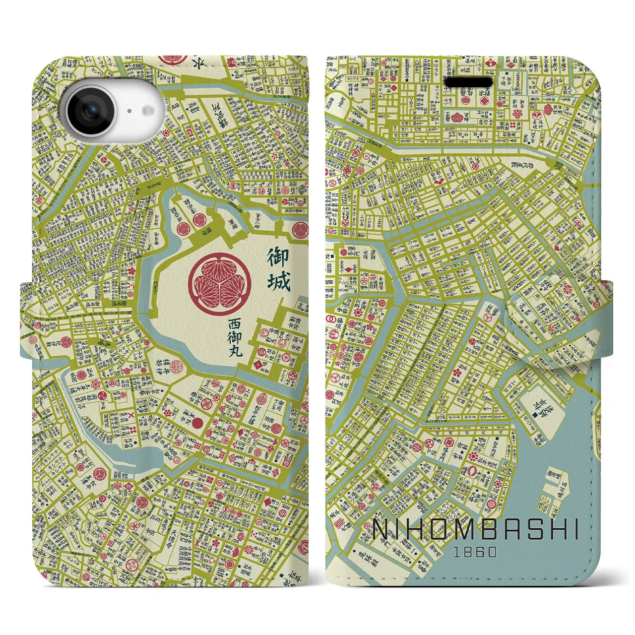 【日本橋(東京都)】万延江戸図iPhoneケース(手帳タイプ)