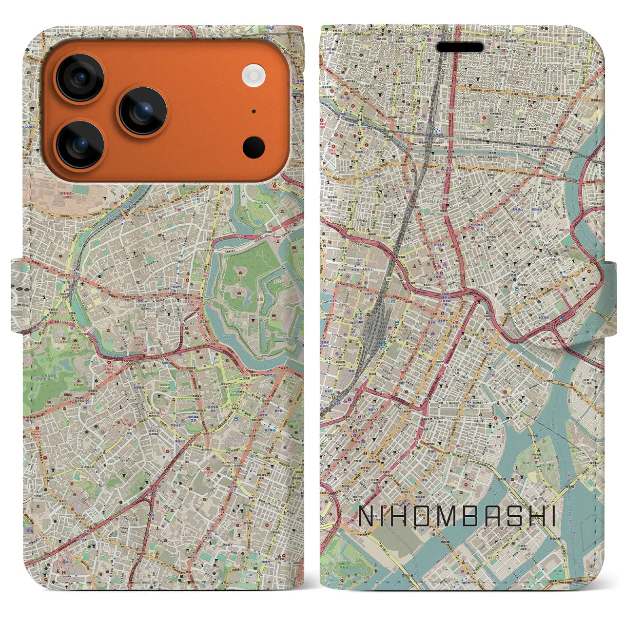 【日本橋(東京都)】地図柄iPhoneケース(手帳タイプ)