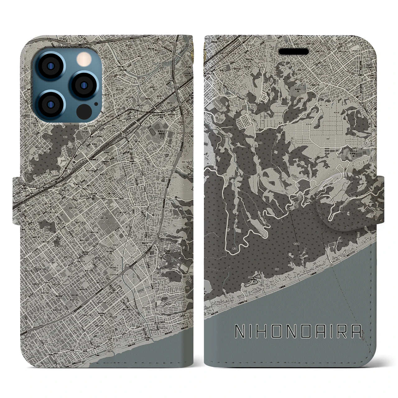 【日本平(静岡県)】地図柄iPhoneケース(手帳タイプ)