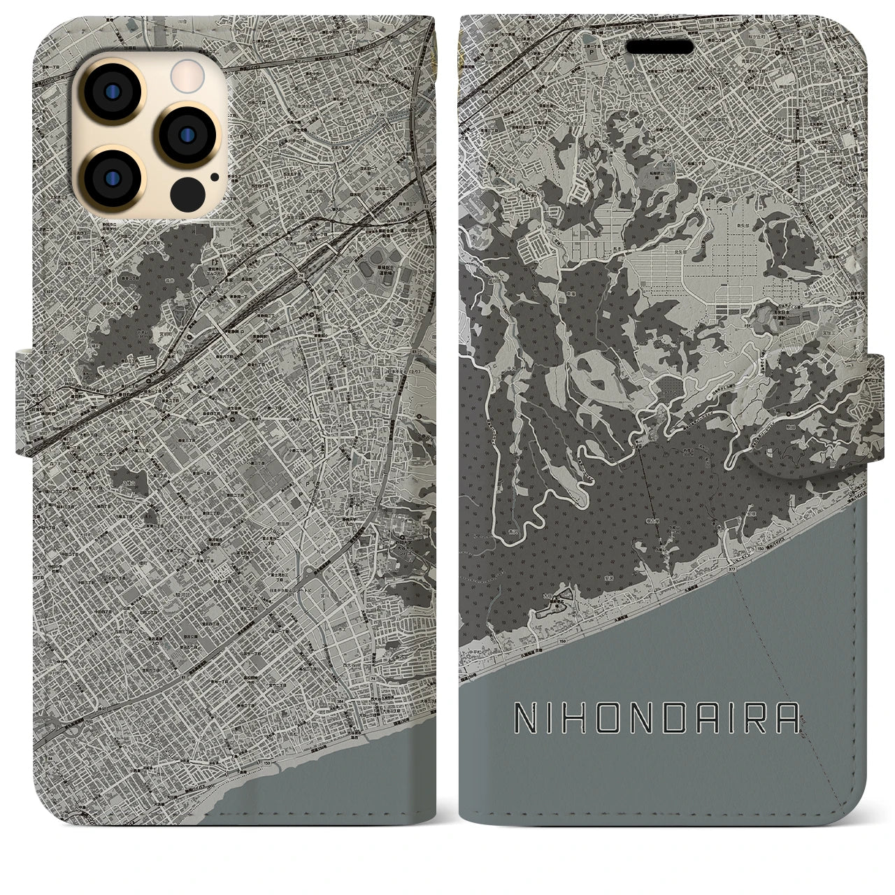 【日本平(静岡県)】地図柄iPhoneケース(手帳タイプ)