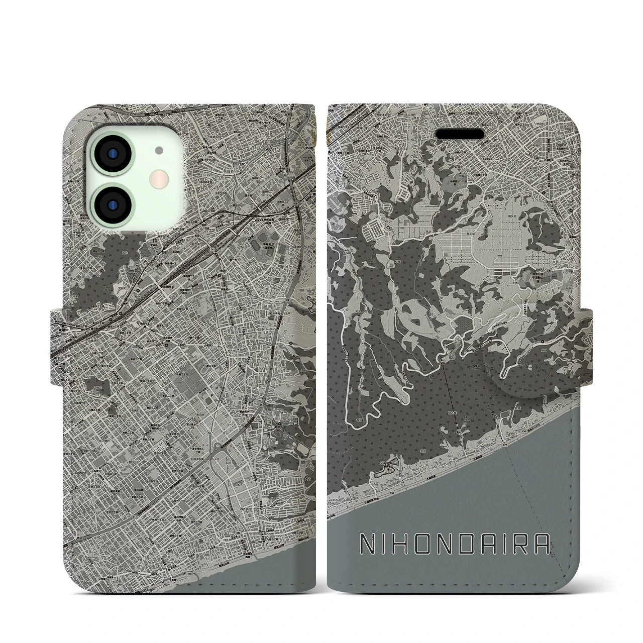 【日本平(静岡県)】地図柄iPhoneケース(手帳タイプ)