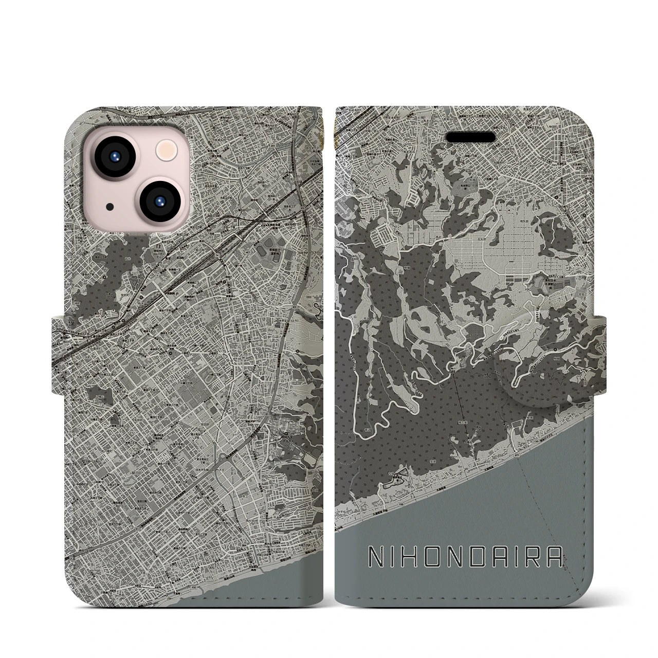 【日本平(静岡県)】地図柄iPhoneケース(手帳タイプ)