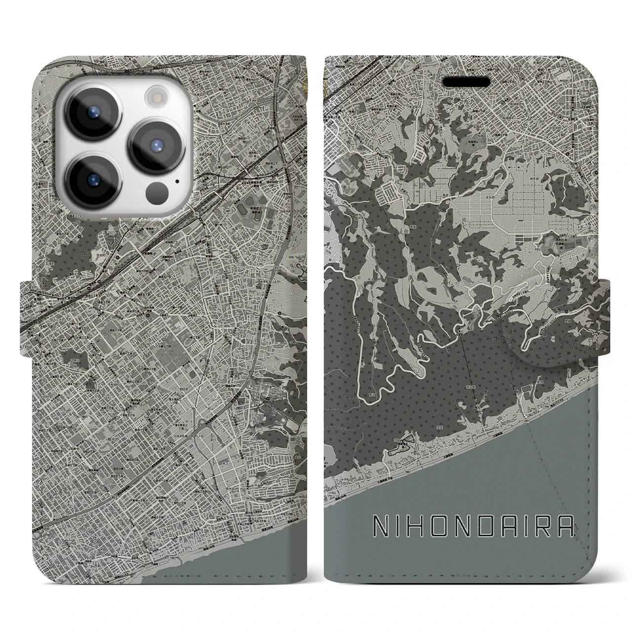 【日本平(静岡県)】地図柄iPhoneケース(手帳タイプ)