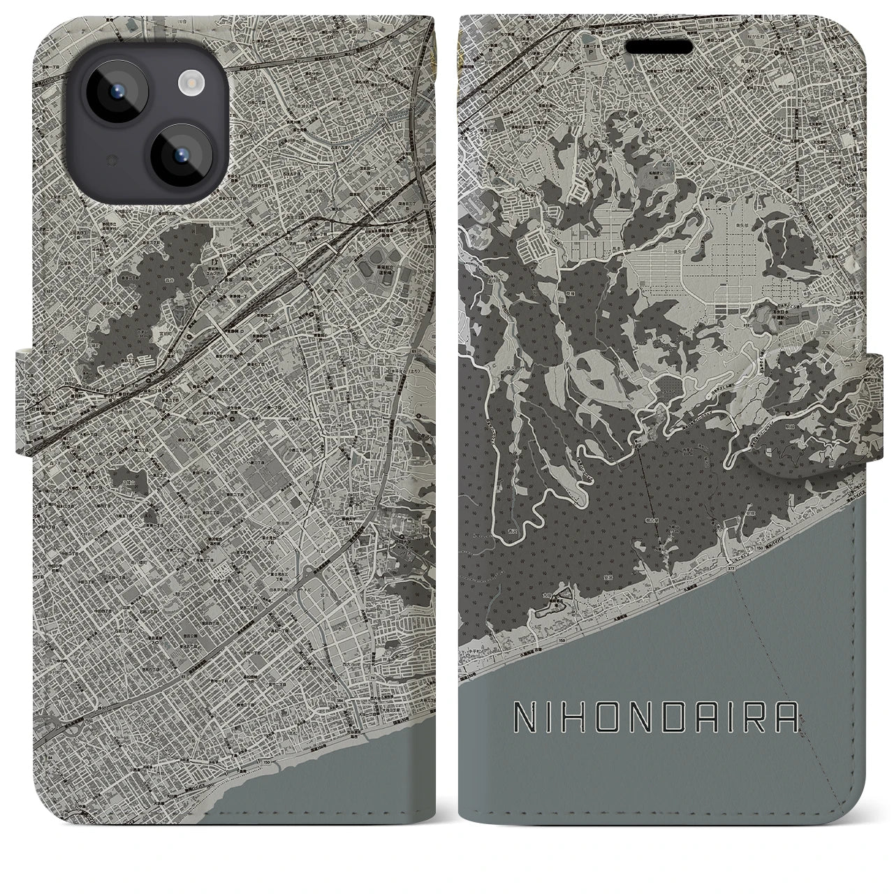 【日本平(静岡県)】地図柄iPhoneケース(手帳タイプ)